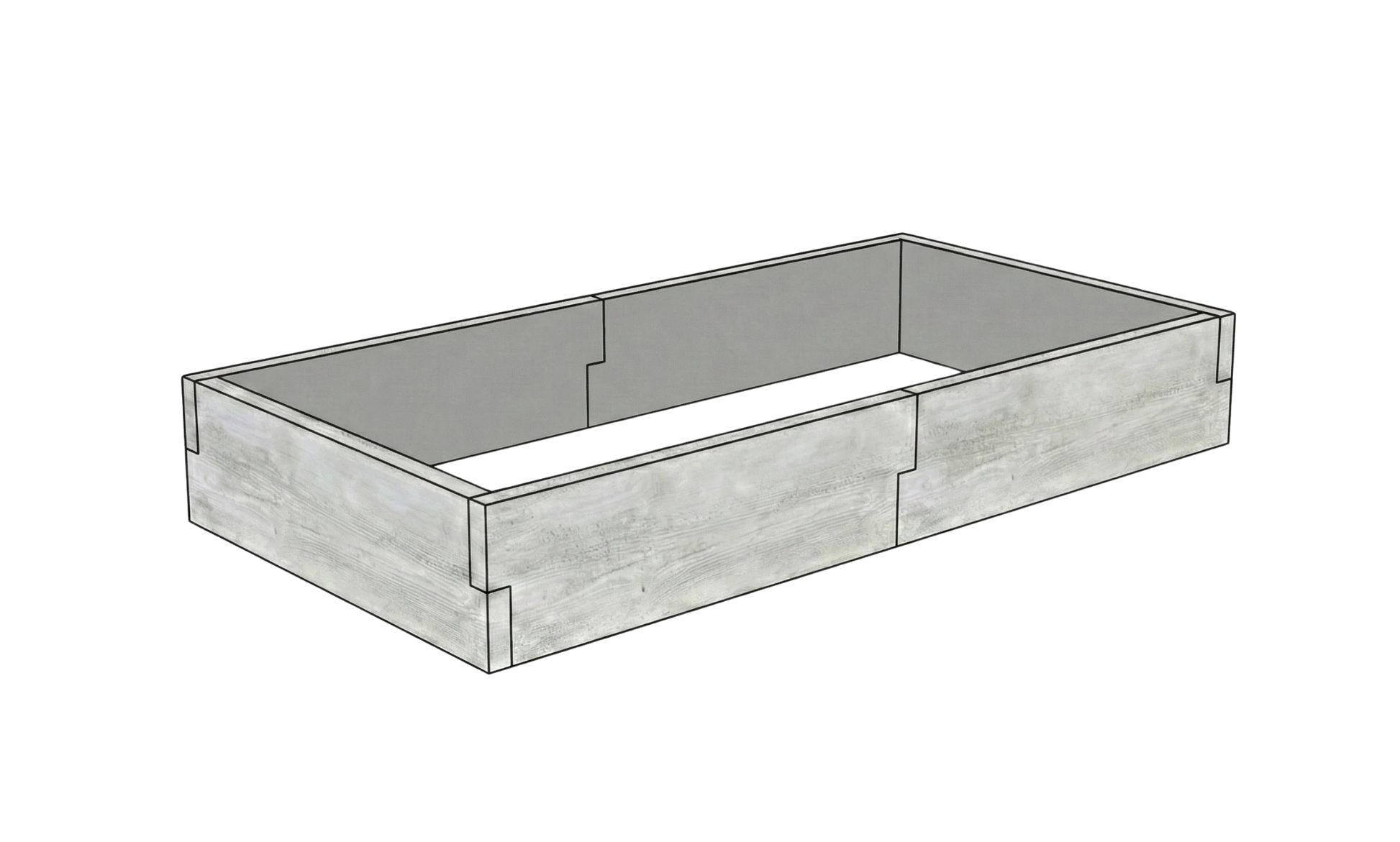 Betonowy warzywnik Drewno Kształt 1 W 25 cm w kolorze surowy beton do nowoczesnego ogrodu