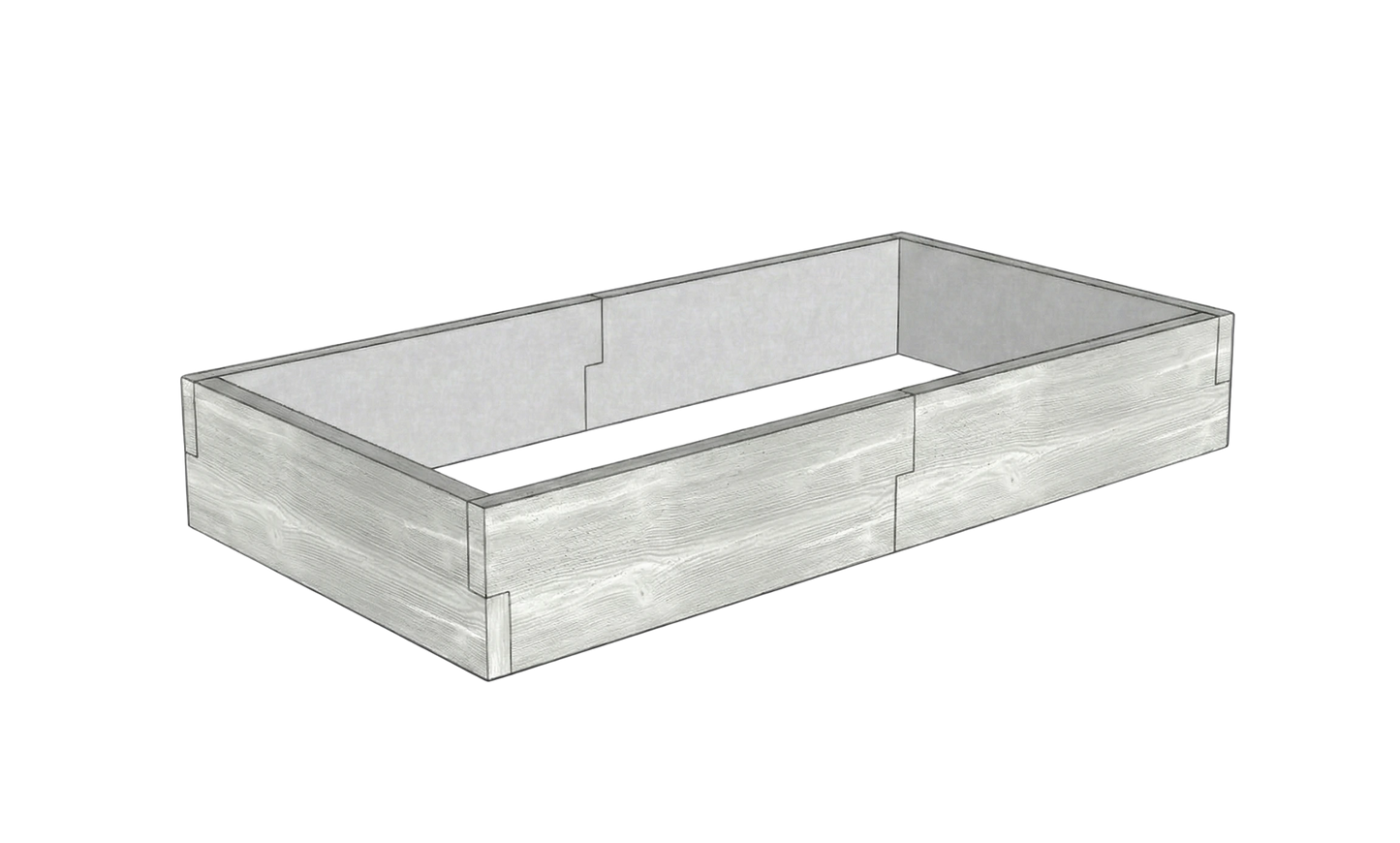 Betonowa skrzynia na warzywa Drewno Kształt 1 W 25 cm szary z białym do nowoczesnego warzywnika