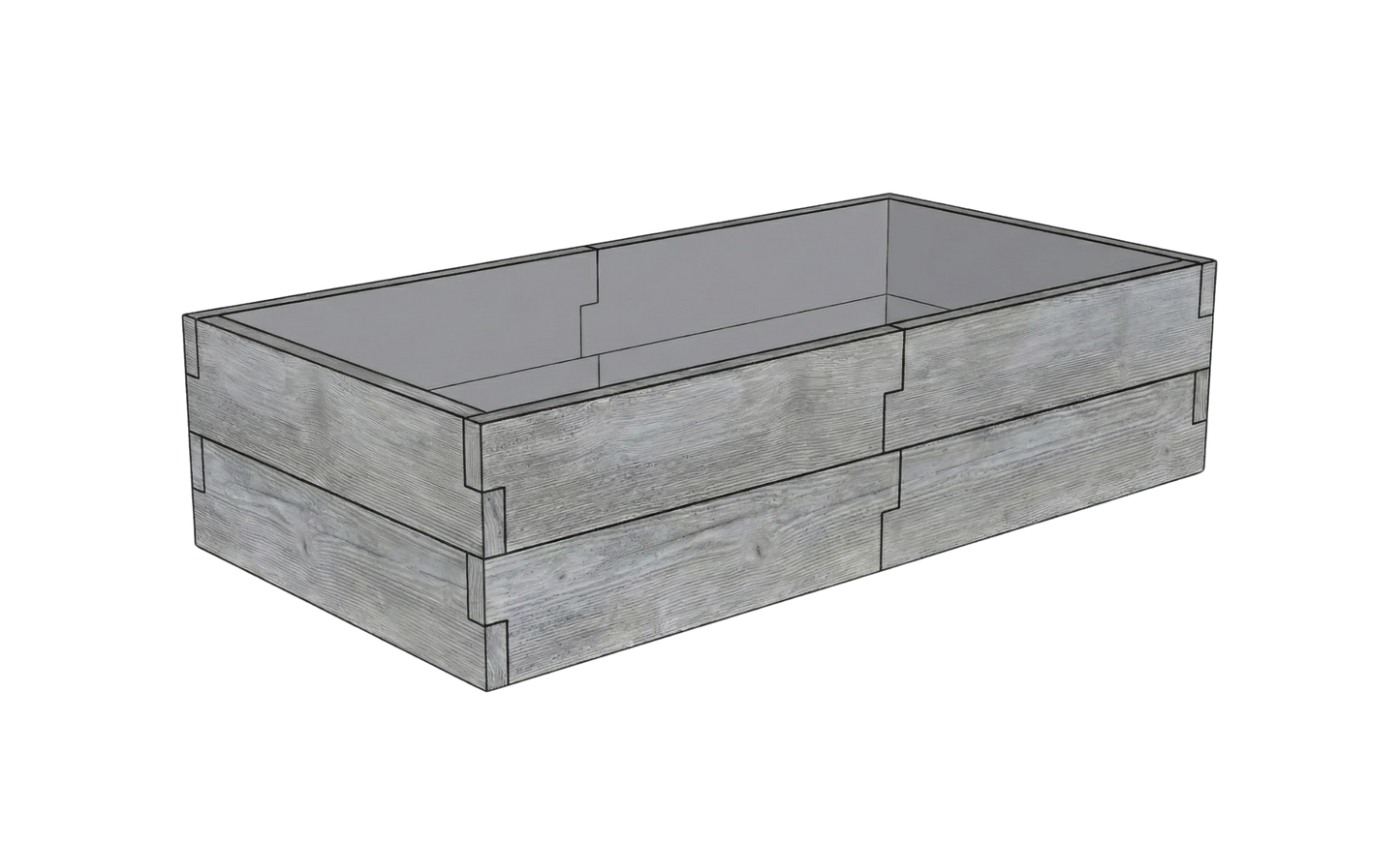 Modułowy warzywnik betonowy Drewno Kształt 1 W 50 cm w kolorze antracytowym do ogrodu i uprawy warzyw