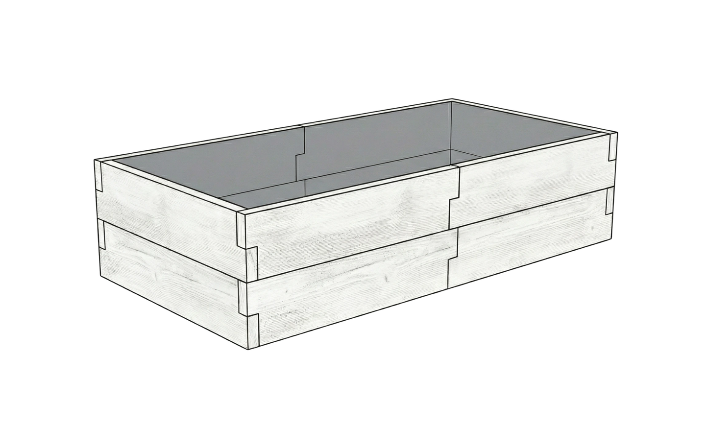 Betonowa podwyższona grządka Drewno Kształt 1 W 50 cm w kolorze białym do nowoczesnego warzywnika