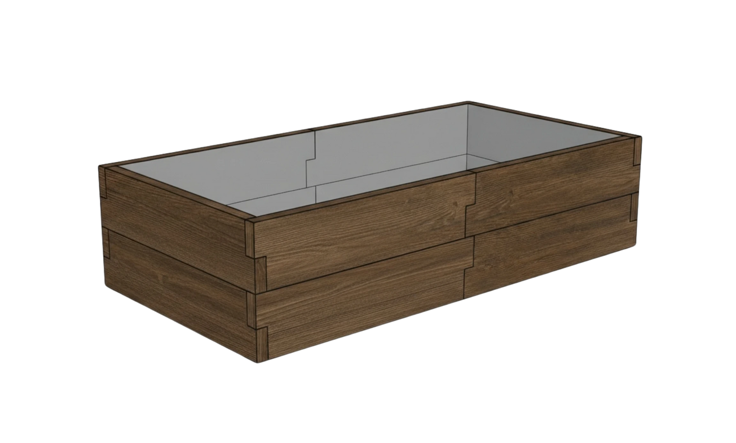 Modułowy warzywnik betonowy Drewno Kształt 1 W 50 cm w kolorze palisander do nowoczesnego ogrodu