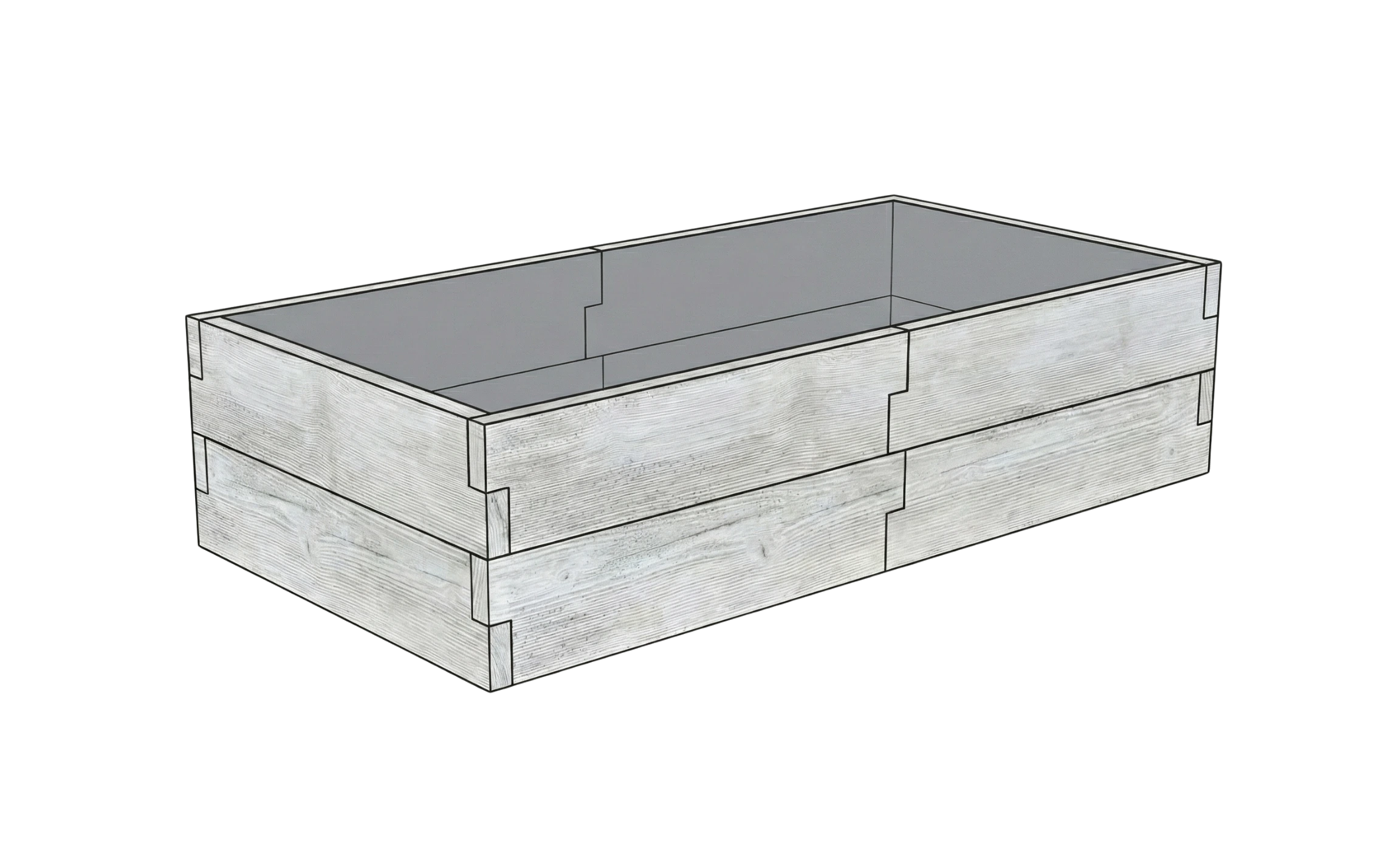 Betonowy warzywnik Drewno Kształt 1 W 50 cm w kolorze surowy beton do nowoczesnego ogrodu