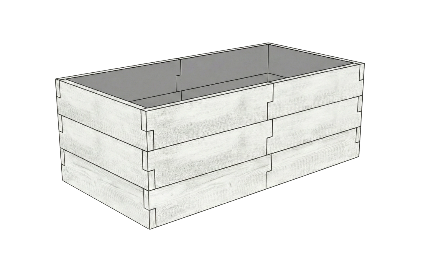 Betonowa podwyższona grządka Drewno Kształt 1 W 75 cm w kolorze białym do nowoczesnego ogrodu