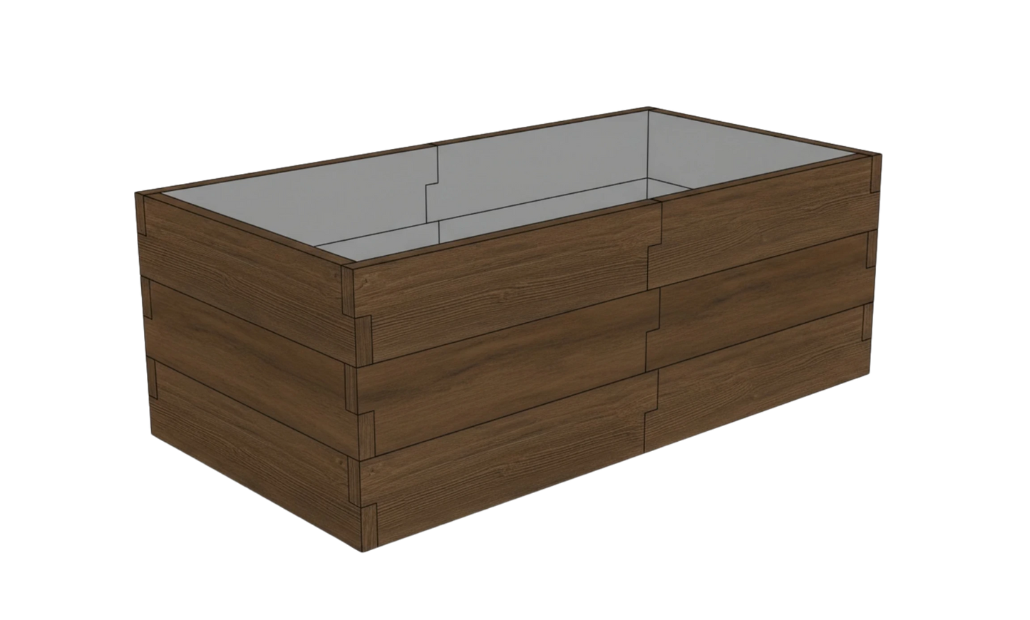 Modułowy warzywnik betonowy Drewno Kształt 1 W 75 cm w kolorze palisander do nowoczesnego warzywnika