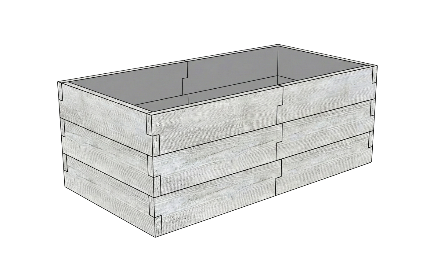 Betonowy warzywnik Drewno Kształt 1 W 75 cm w kolorze surowy beton do nowoczesnego ogrodu