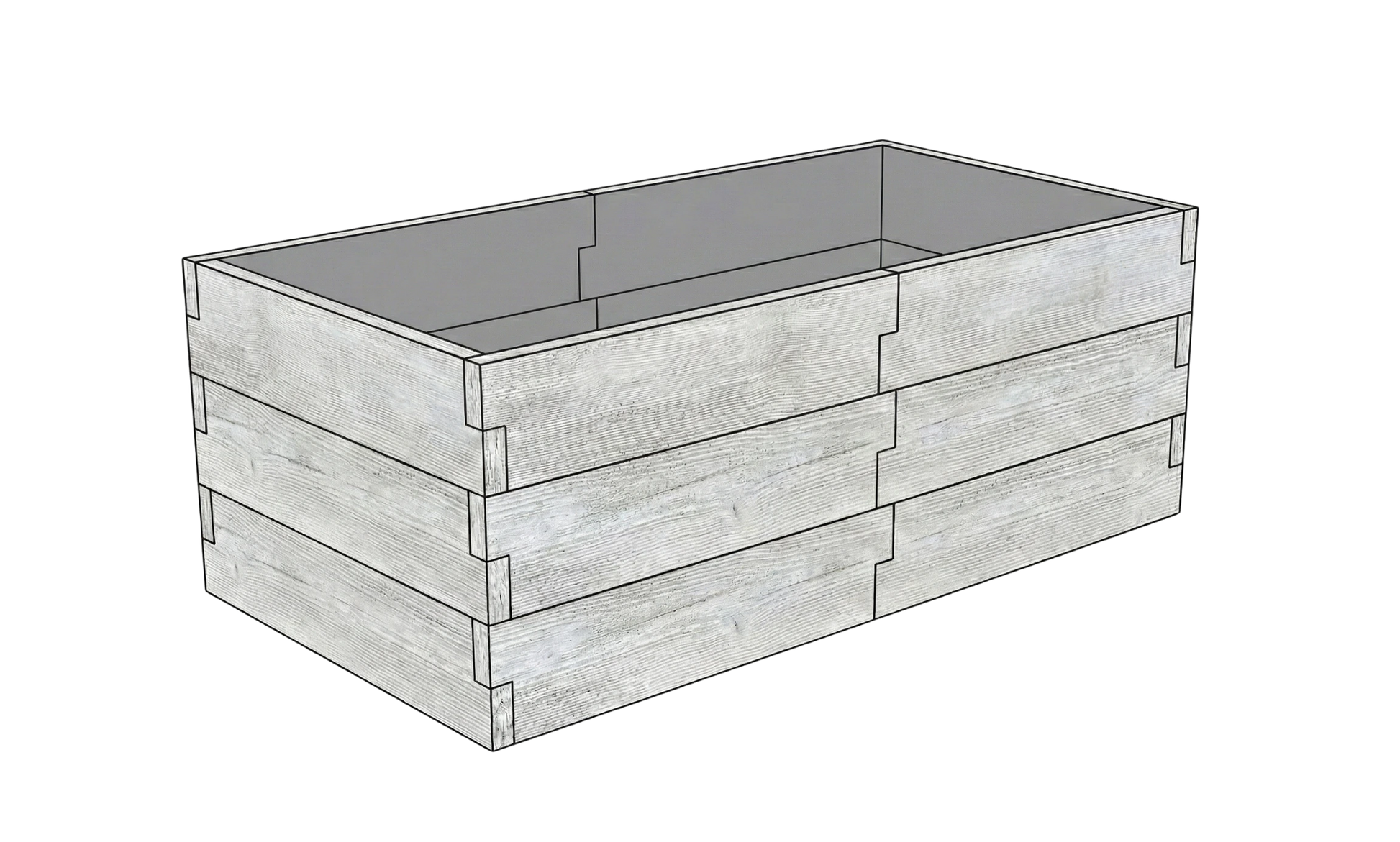 Betonowy warzywnik Drewno Kształt 1 W 75 cm w kolorze surowy beton do nowoczesnego ogrodu