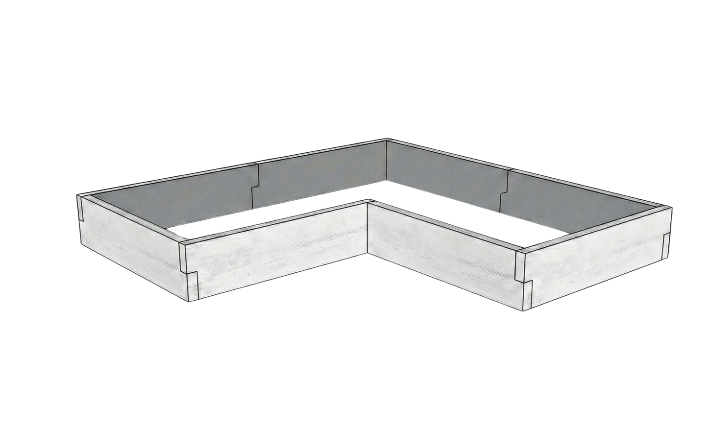 Betonowa podwyższona grządka Drewno Kształt 2 W 25 cm w kolorze białym do nowoczesnego ogrodu