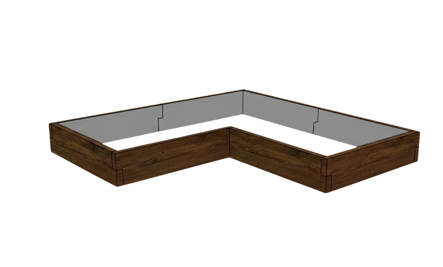 Modułowy warzywnik betonowy Drewno Kształt 2 W 25 cm w kolorze palisander do nowoczesnego warzywnika
