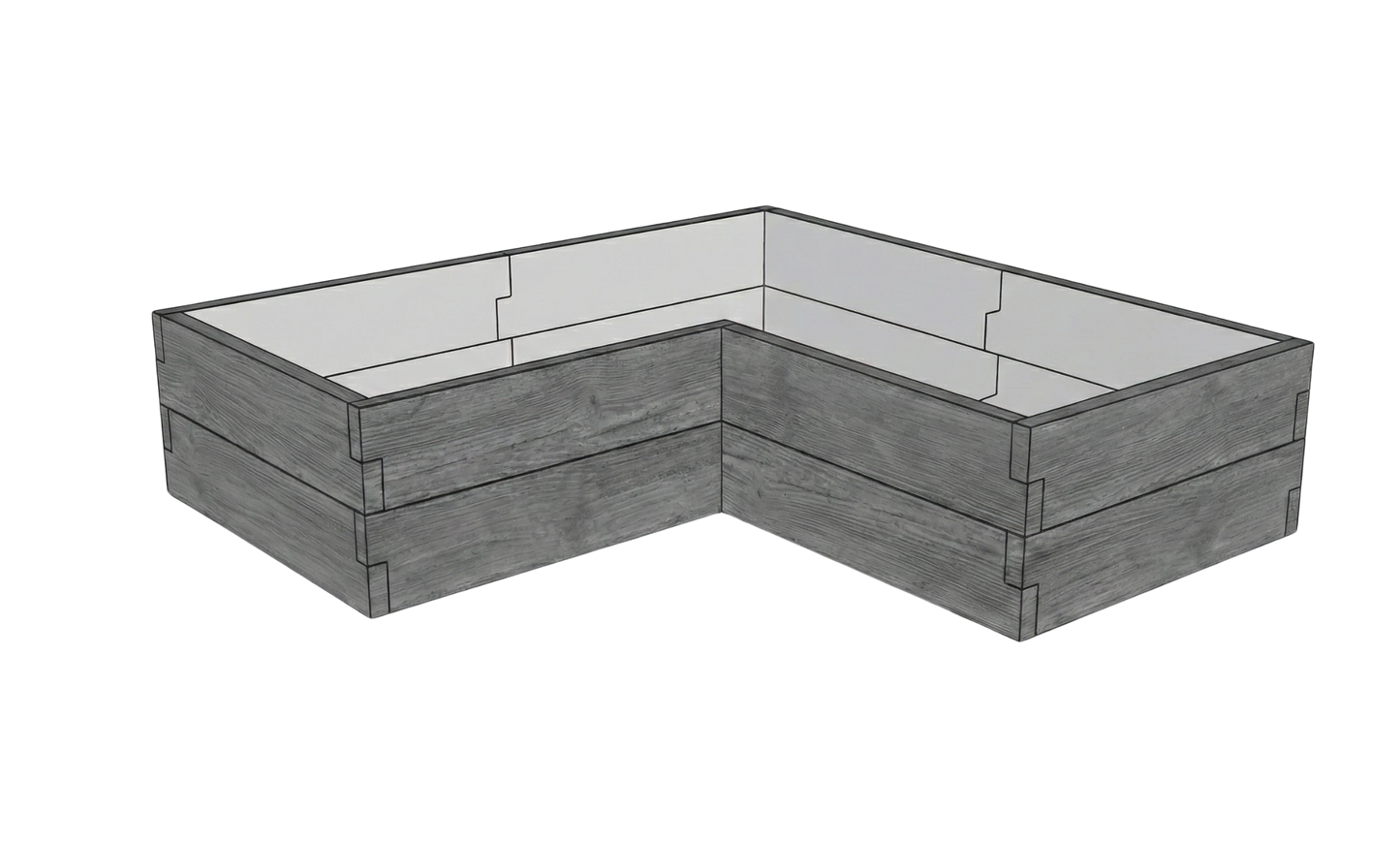 Modułowy warzywnik betonowy Drewno Kształt 2 W 50 cm w kolorze antracytowym do uprawy warzyw w ogrodzie