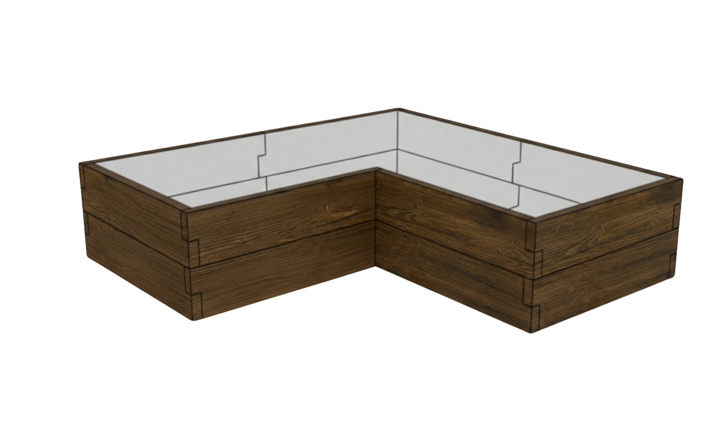 Modułowa betonowa skrzynia ogrodowa Drewno Kształt 2 W 50 cm w kolorze palisander do nowoczesnego ogrodu