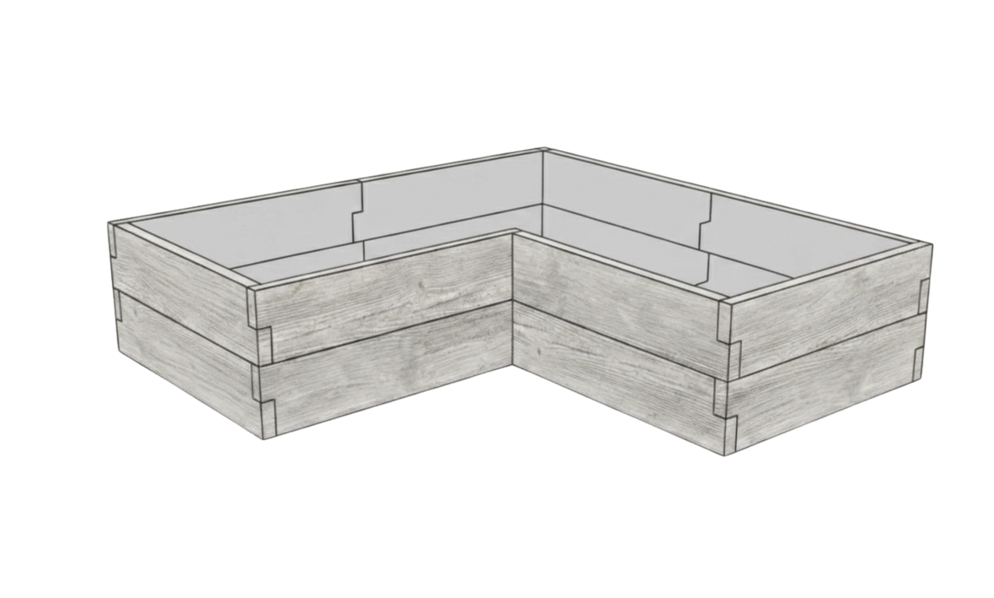 Betonowy warzywnik Drewno Kształt 2 W 50 cm w kolorze surowy beton do nowoczesnego ogrodu