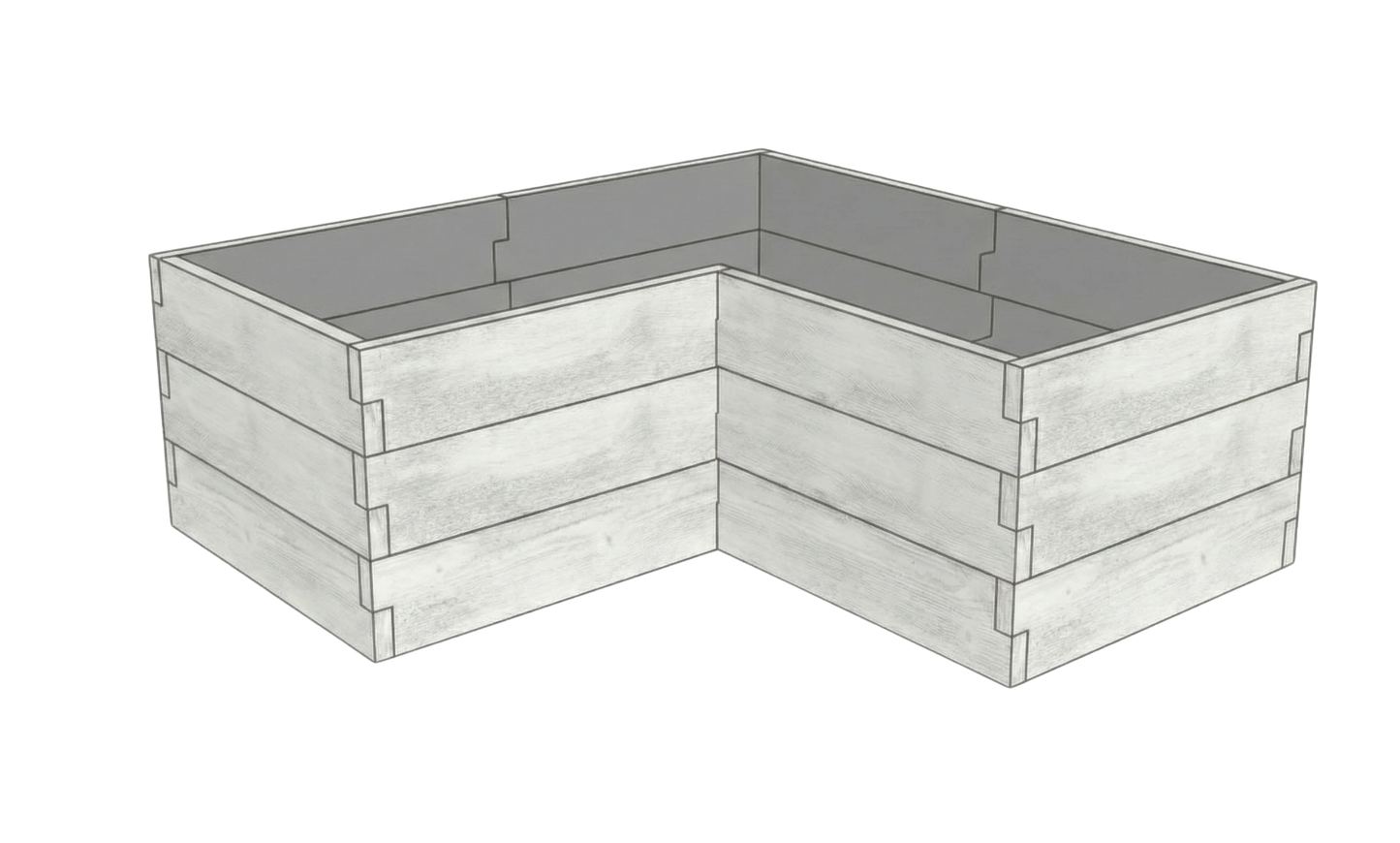 Betonowa podwyższona grządka Drewno Kształt 2 W 75 cm w kolorze białym do uprawy warzyw w ogrodzie