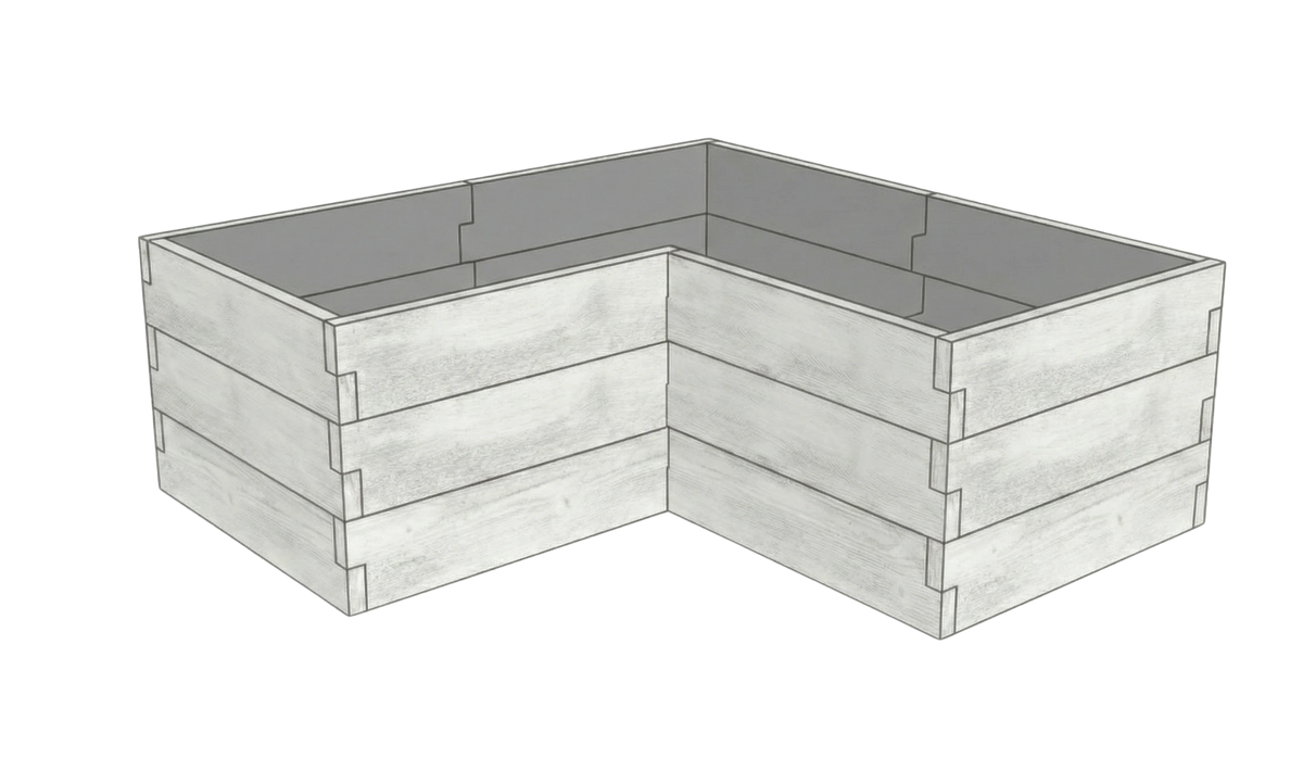 Betonowa podwyższona grządka Drewno Kształt 2 W 75 cm w kolorze białym do uprawy warzyw w ogrodzie