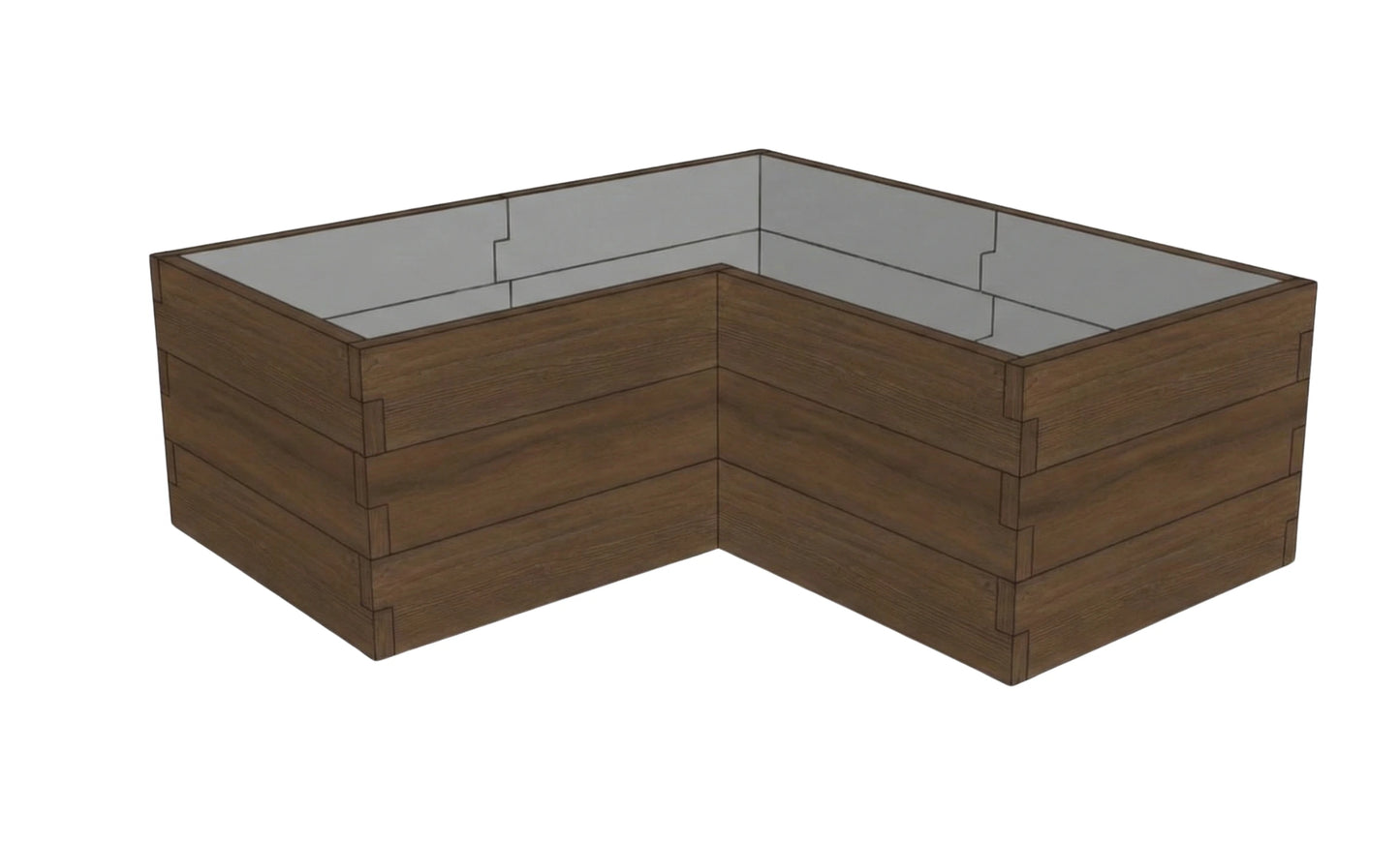 Modułowy warzywnik betonowy Drewno Kształt 2 W 75 cm w kolorze palisander do nowoczesnego ogrodu