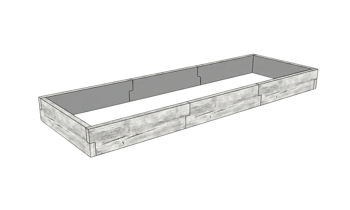 Betonowa skrzynia ogrodowa Drewno Kształt 3 W 25 cm w kolorze surowy beton do nowoczesnego ogrodu