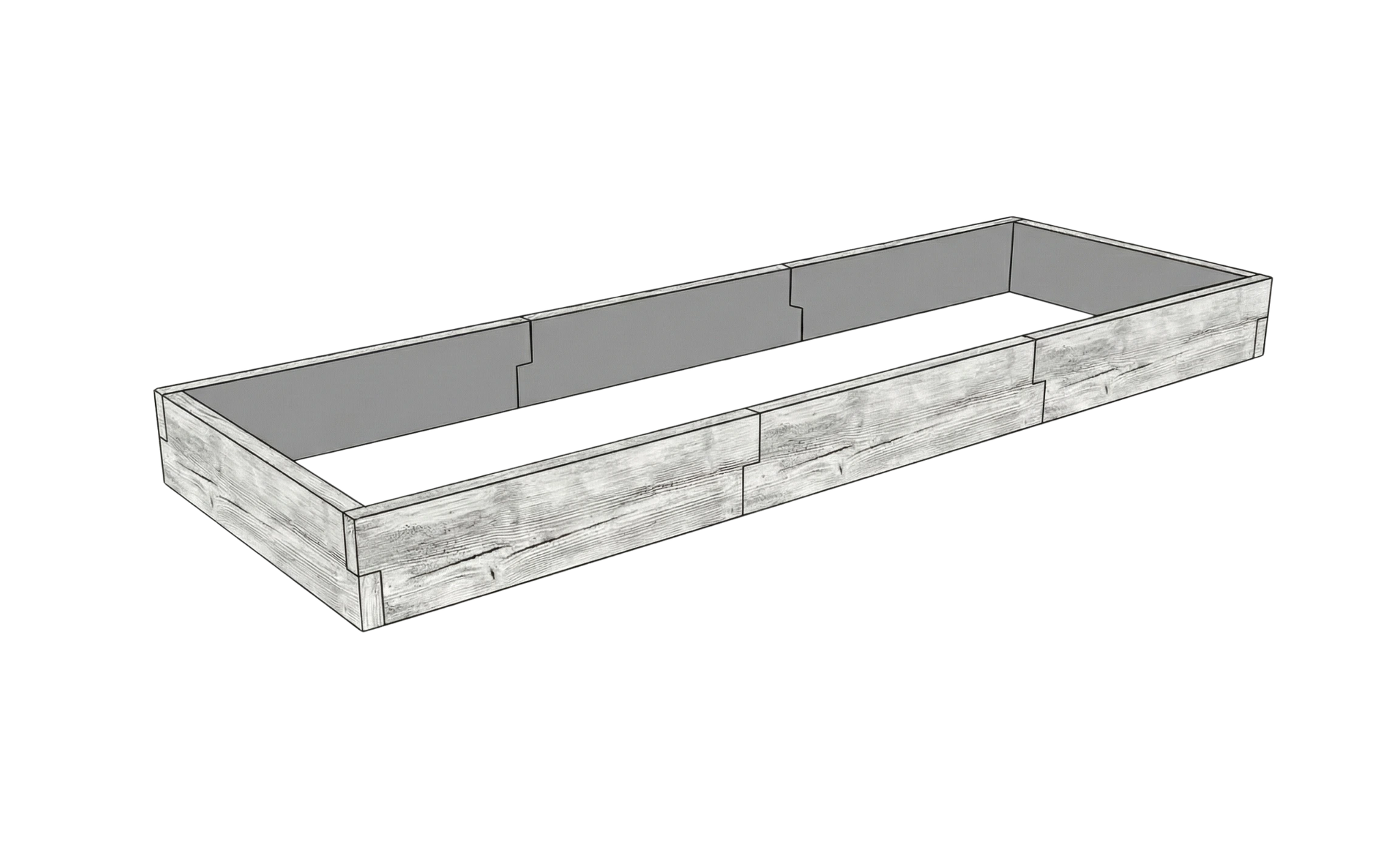 Betonowa skrzynia ogrodowa Drewno Kształt 3 W 25 cm w kolorze surowy beton do nowoczesnego ogrodu
