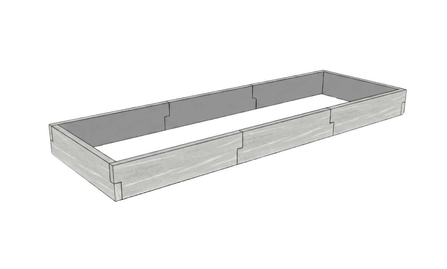 Modułowa betonowa skrzynia na warzywa Drewno Kształt 3 W 25 cm szary z białym do ogrodu i tarasu