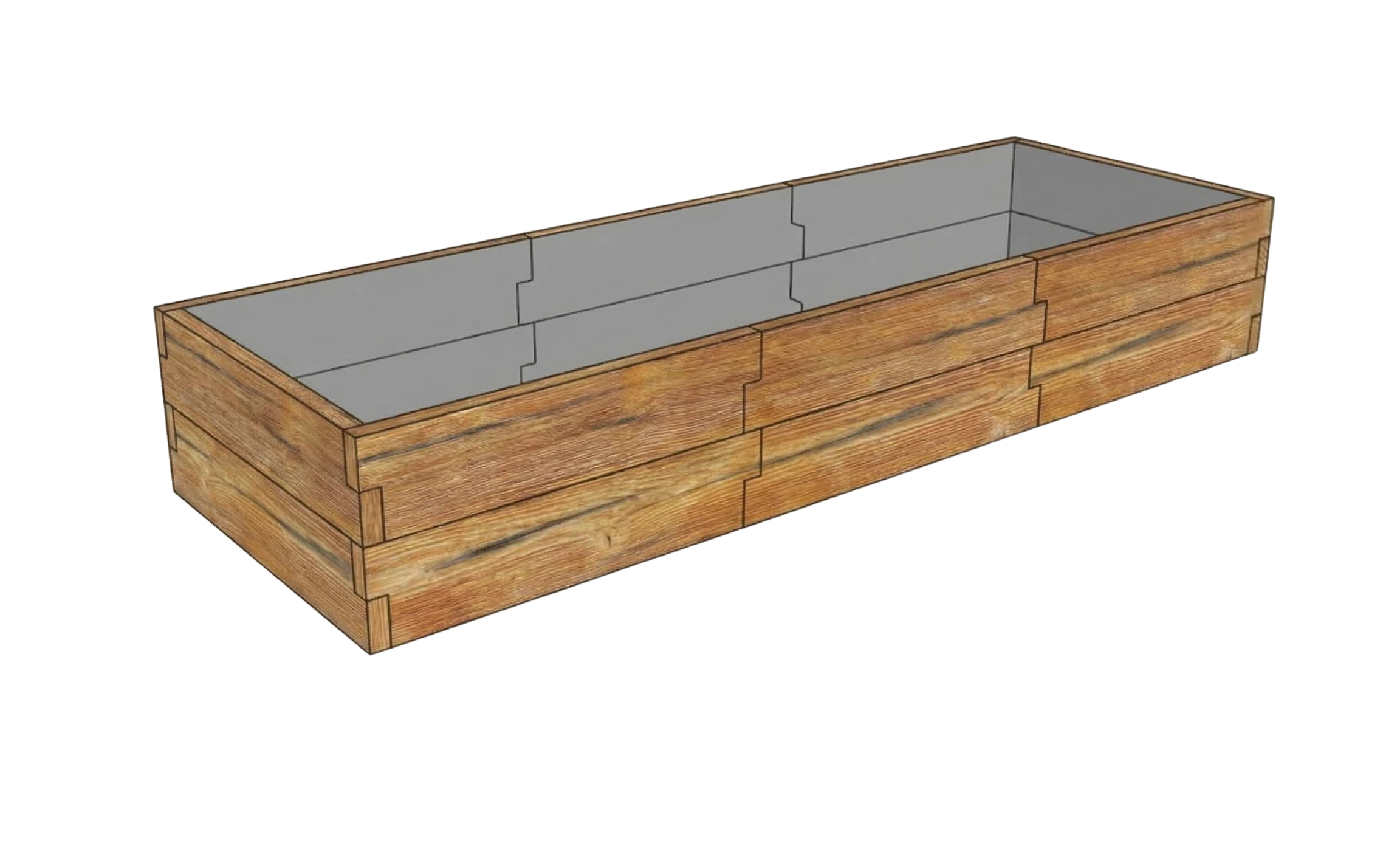 Betonowy warzywnik Drewno Kształt 3 W 50 cm w kolorze dąb do ogrodu i uprawy warzyw