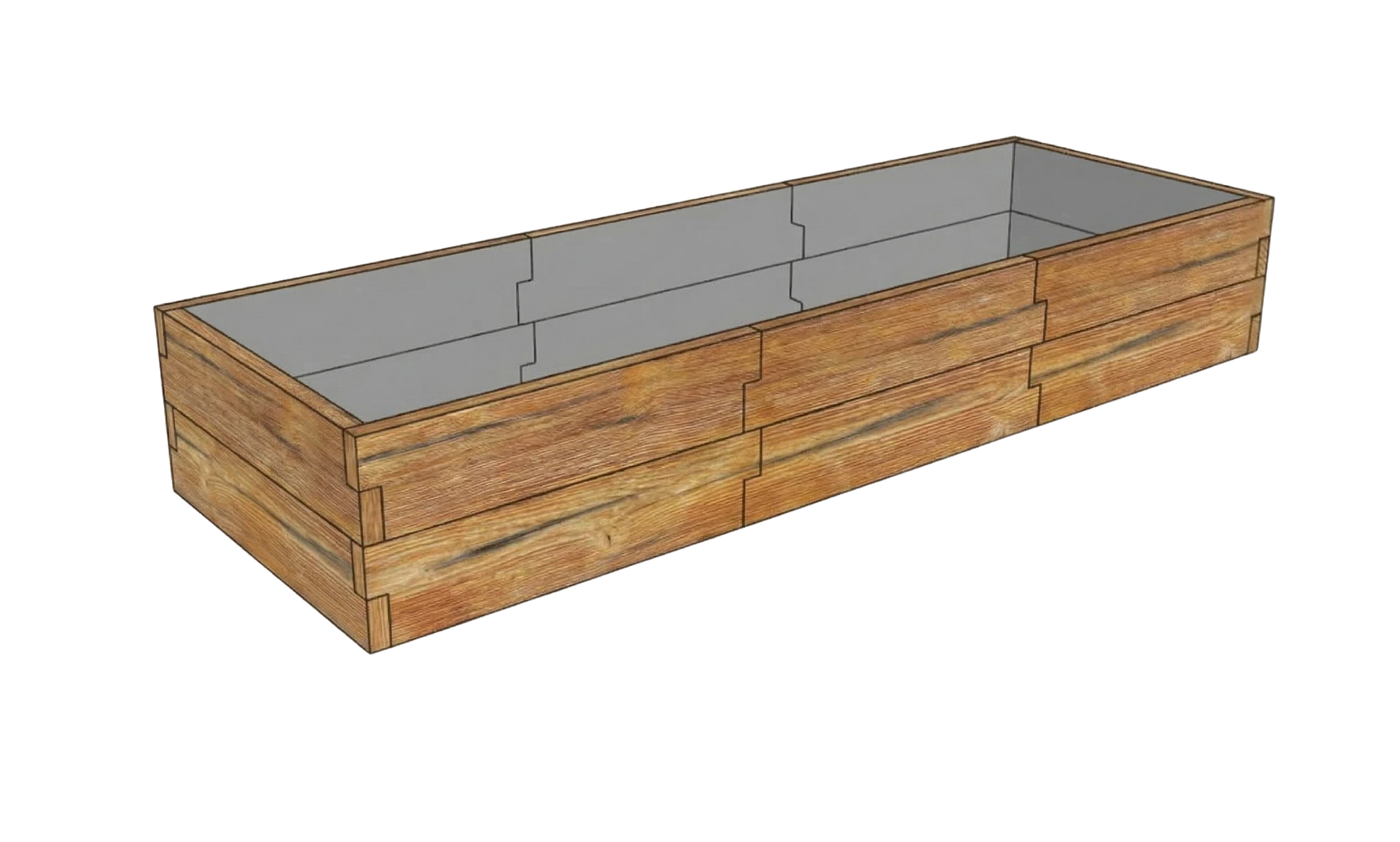 Betonowy warzywnik Drewno Kształt 3 W 50 cm w kolorze dąb do ogrodu i uprawy warzyw